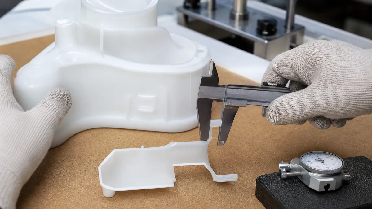 Wall thickness inspection on a blow molded plastic housing