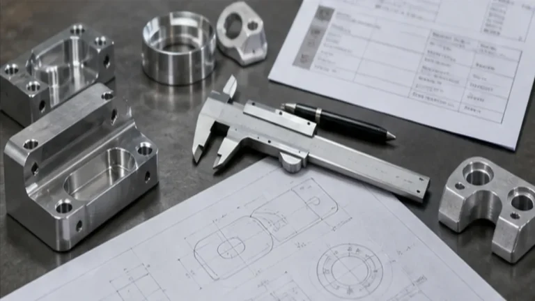 CNC machined parts with drawing and calipers for cost planning