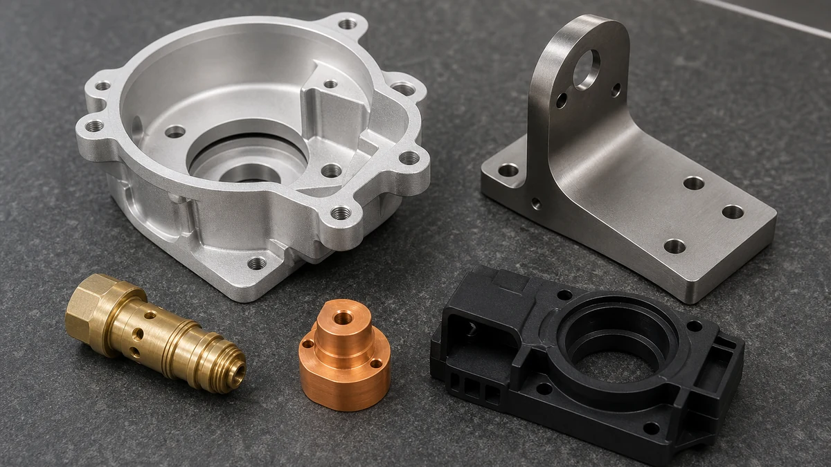 Bead-blasted CNC parts made from aluminum stainless steel brass copper and plastic