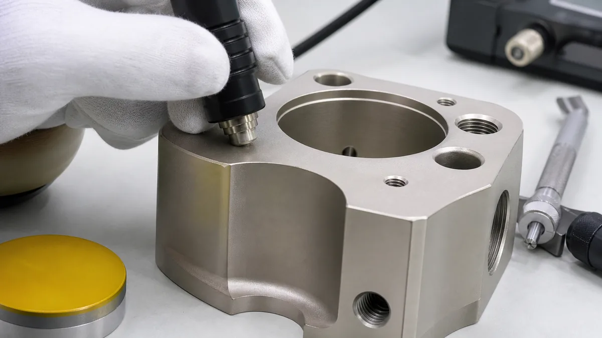 Coating thickness inspection on an electroless nickel plated machined part