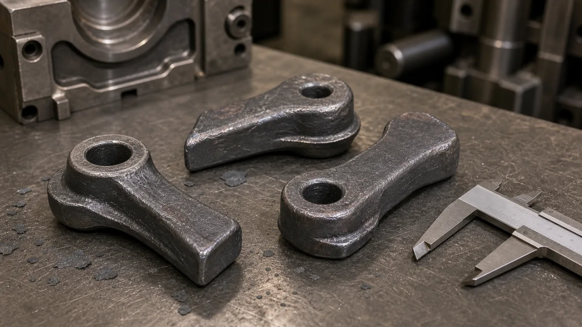 Press forged metal blanks with scale and machining allowance on inspection bench