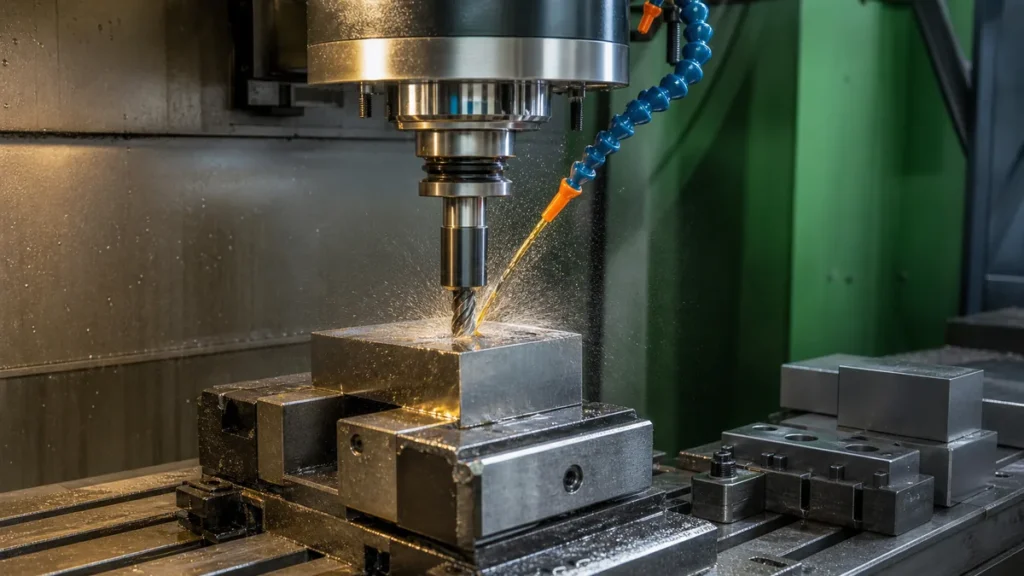 CNC milling tool steel in a machining center